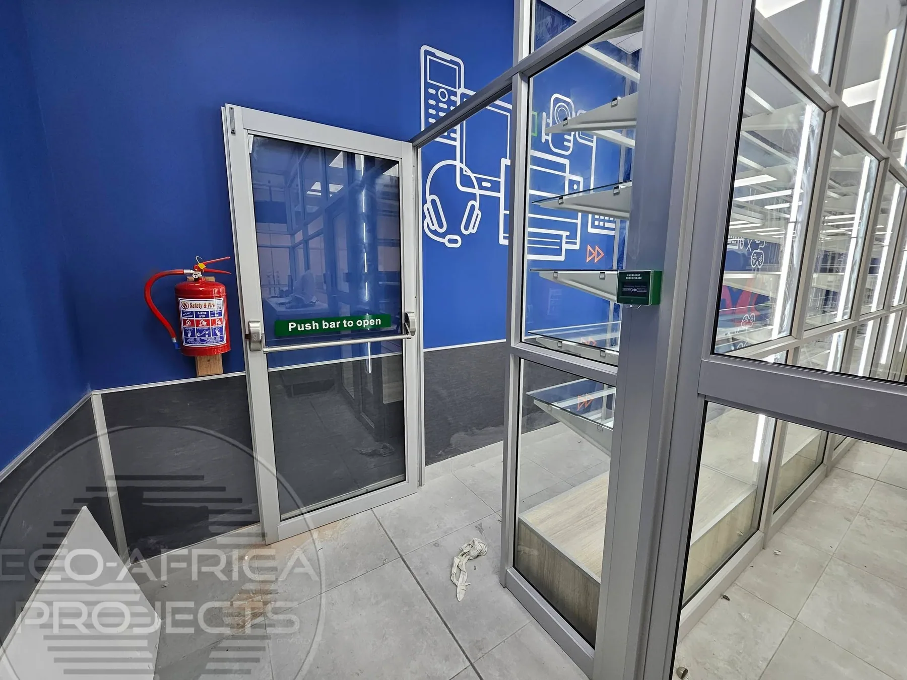 Aluminium office partition and emergency door
